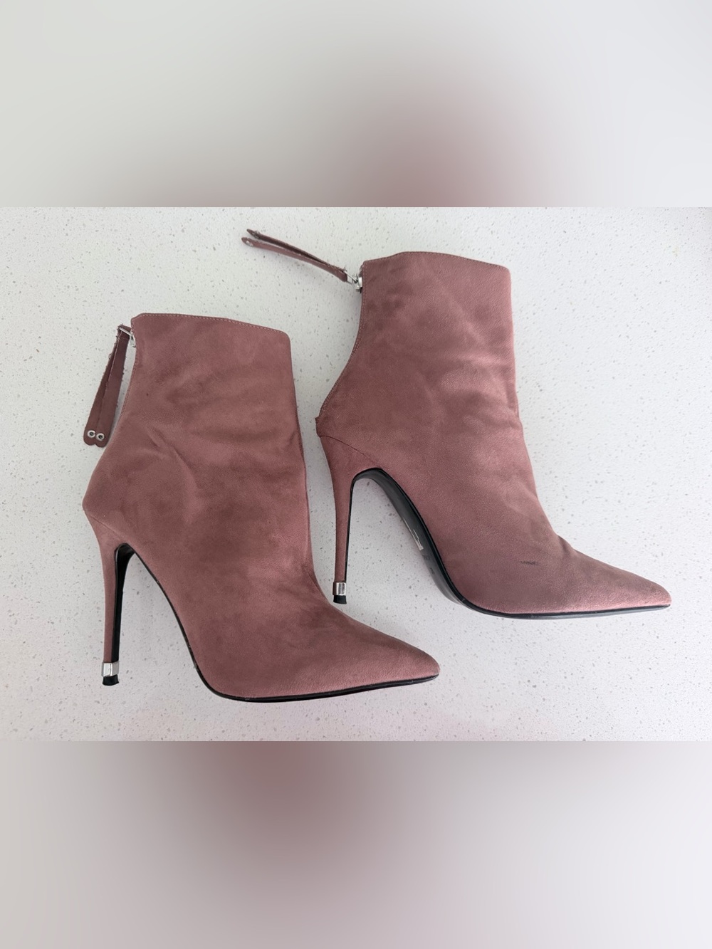 Topshop Mauve Suede Pointed Stiletto Ankle Boots